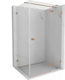 Sprchovacie kúty MEXEN/S - Lunar T sprchovací kút dvere krídlové pravá 140 x 110, transparent, meď kartáčovaná 834T-140-110-65-00-P