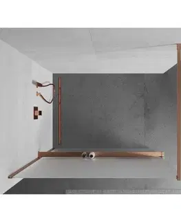 Sprchové dvere MEXEN/S - Kioto+ Sprchová zástena s poličkou WALK-IN 70 x 200, dekor, meď kartáčovaná 800-070-121-65-30