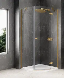 Sprchové dvere POLYSAN - GLOBE GOLD MATT štvrťkruhová sprchová zástena 800x800, číre sklo, pravé GB2680RG