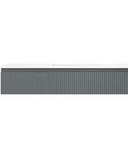Kúpeľňový nábytok MEXEN/S - Rivel kúpeľňová skrinka 140 cm s umývadlom Otis, 1 šuplík, reliéf, grafit mat/biela mat - 91A20-14023-1-BF66-W18M0 91A20-14023-1-BF66-W18M01