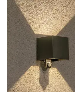 Záhradné lampy BRILAGI - LED vonkajšie nástenné svietidlo s čidlom CUBE LED/6W/230V antracit WO-HR60432S-LED-OEM-ANT