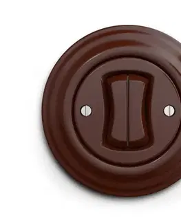 Predlžovacie káble lap - Retro dvojité tlačidlo s rámčekom hnedé KA0034+KA0099