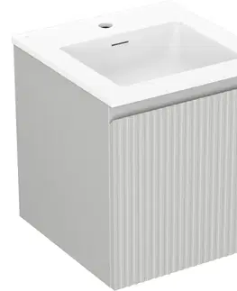 Kúpeľňový nábytok MEXEN/S - Rivel kúpeľňová skrinka 45 cm s umývadlom Otis, 1 šuplík, reliéf, šedá mat/biela mat 91A20-04547-1-BF62-W18M01