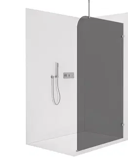 Sprchové dvere CERANO - Sprchová zástena Walk-in Orbis Top Round Ľ/P - 8 mm - okrúhla vzpera - chróm, grafitové sklo - 130x200 CER-682300
