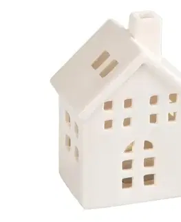 Svietidlá  - Porcelánový domček na sviečku 10 cm biela 50004964