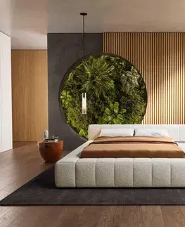 Čalúnené postele DELIFE Čalúnená posteľ Espazio 140x200 cm bouclé krémovo biela s úložným priestorom