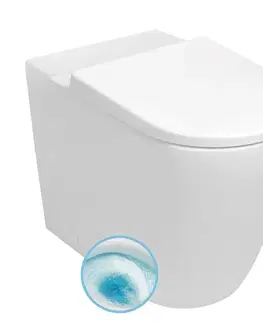Doplnky do kúpeľne SAPHO - TURKU WC kombi misa, Vortex Rimless, so zvýšeným sedením 64x38cm, spodný/zadný odtok, biela PC104-111