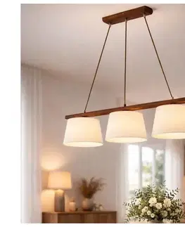 Svietidlá  Závesný luster na lanku AIDA 3xE27/60W/230V pr. 25 cm dub/orech LD 3.98 DĄB ORZECH