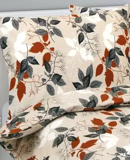 Obliečky Bellatex Krepové obliečky Jesenné lístie, 140 x 220 cm, 70 x 90 cm, 140 x 220 cm, 70 x 90 cm
