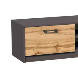 TV stolíky MAREK K028 TV stolík s dvierkami a policami 160cm, dub Wotan