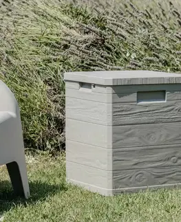 Záhradný nábytok Úložný box na podušky Woody sivá, 90 l