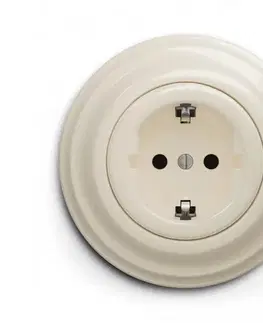 Predlžovacie káble lap - Retro domová zásuvka s rámikom SCHUKO 230 V/16 A béžová KA0134+KA0144