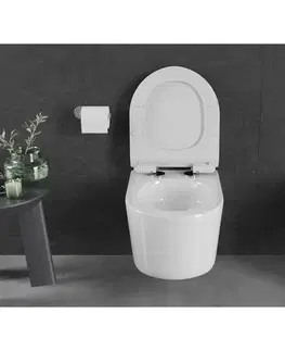 Záchody MEXEN/S - Sofia Závesná WC misa Rimless Tornado vrátane sedátka s slow slim, duroplast, biela lesk 30540100T