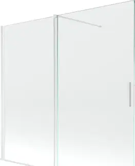 Sprchové dvere MEXEN/S - Velar Dvojkrídlová posuvná vaňová zástena 170 x 150, transparent, biela 896-170-000-01-20