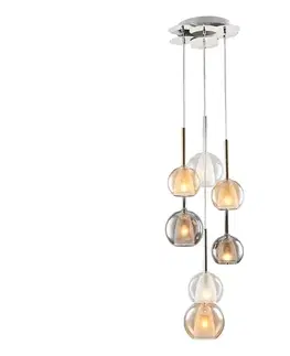 Svietidlá  Luster na lane MUSCAT 7xE14/40W/230V dymový/zlatý/priehľadný 414LRC1301