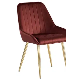 Jedálenské stoličky KONDELA Perlia jedálenská stolička bordová (Velvet) / zlatá