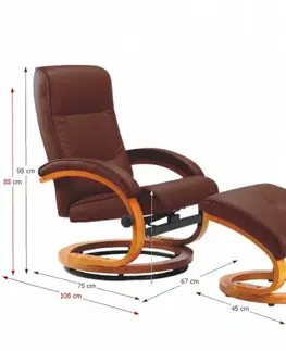 Kreslá KONDELA Ryan relaxačné kreslo jelša / tmavohnedá