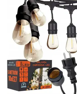 LED osvetlenie SmartLED LED vonkajšia dekoratívna svetelná reťaz 10xE27/1W/230V 6,44 m IP44 čierna 4531