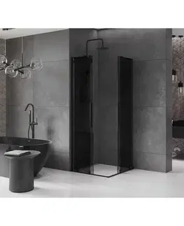 Sprchovacie kúty MEXEN/S - Velar L Duo sprchovací kút, posuvné dvere 80 x 80, grafit, čierna 871-080-080-02-43-70