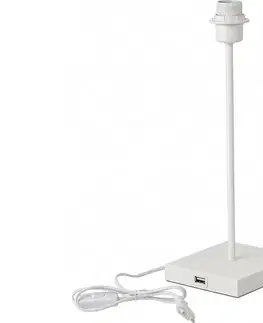 Lampy  Biela stolná lampa s USB portom 1xE27/15W/230V 0717
