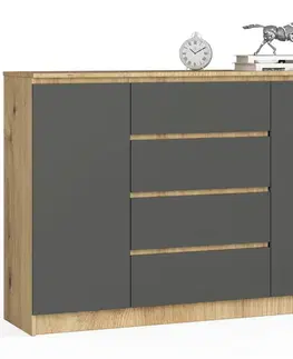 Komody a skrinky Vysoká komoda KLAUS140, dub Artisan / grafit