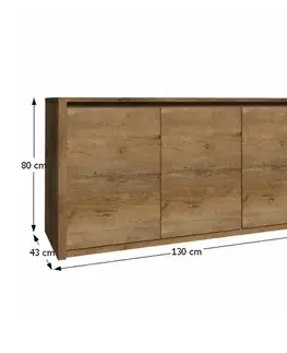 Komody KONDELA Montana K3D trojdverová komoda dub lefkas tmavý