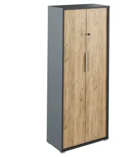 Šatníkové skrine KONDELA Rioma New Typ 31 dvojdverová šatníková skriňa grafit / dub artisan
