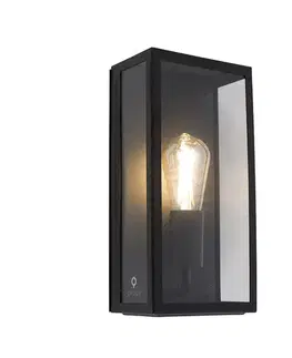 Vonkajšie nástenné svietidlá Priemyselná vonkajšia nástenná lampa čierna IP44 so sklom - Rotterdam