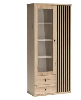 Vitríny KONDELA Koli C-2 vitrína dub artisan / čierna