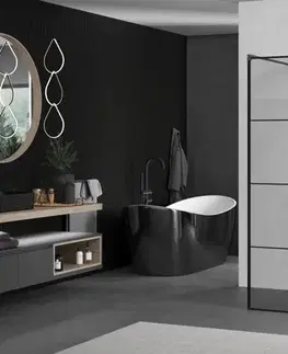 Sprchové dvere MEXEN/S - Kyoto samostatne stojaca sprchová zástena 100 x 200, čierna vzor 8 mm, grafit metal 800-100-002-95-77