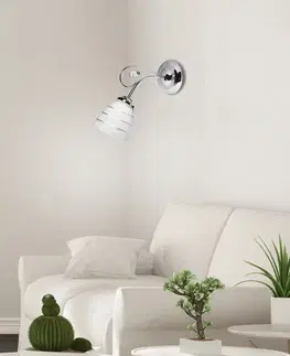 Nástenné svetlá Chrómová nástenná lampa s krištáľovo bielym tienidlom Simpli