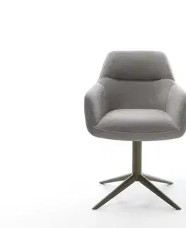 Jedálenské stoličky DELIFE Jedálenská stolička Pejo-Flex štruktúrovaná látka mäkký sivá krížová podstava titánová farba 360° otočný hojdacia funkcia vrecková pružina