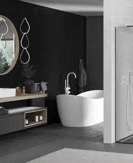 Sprchové dvere MEXEN/S - Kioto L Sprchová zástena WALK-IN 90 x 200, čierny vzor, biela 800-090-103-20-70