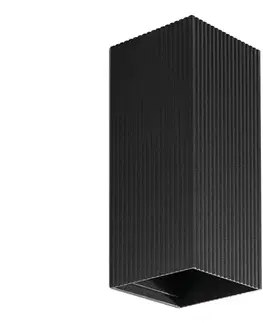 Svietidlá FARO Barcelona FARO 40566 - Nástenné svietidlo SOLE 2xGU10/8W/230V čierna vrúbkovaná hranatý 40566