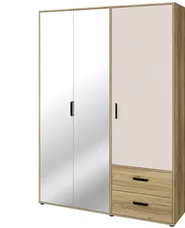 Šatníkové skrine Skriňa Mokkaro  Moks837-M802 1d2lud2sz Piesok/Dub Mauvella
