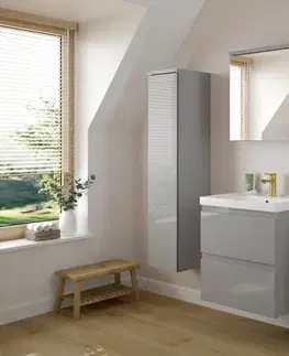 Nábytok ArtDef Kúpeľňový komplet DIAMENTE 60/1 sivý lesk