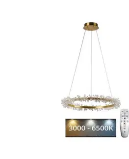 Svietidlá  LED Stmievateľný luster na lanku LED/40W/230V 3000-6500K zlatá + diaľkové ovládanie J6330/C
