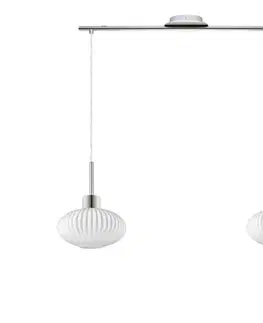 Svietidlá Eglo LED luster na lanku HARMA 2xE27/60W/230V matný chróm/biela 1xEG32519+2xNSLA55466