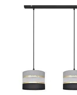 Svietidlá  Luster na lanku HELEN 2xE27/15W/230V čierna/šedá/zlatá W-L 0801/2 BK-B +GR+GO+MAT+BK