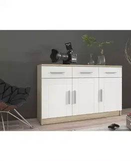 Komody do spálne Komoda Paris 3F3S biela/sonoma