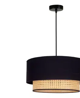 Svietidlá  - Luster na lanku BOHO 1xE27/15W/230V pr. 45 cm čierna/ratan 84397