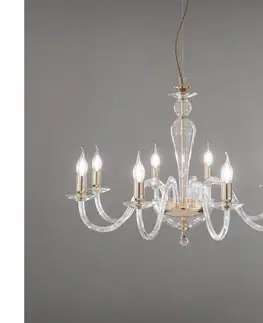 Svietidlá Ondaluce - Závesný luster na lankách PAGANINI 6xE14/10W/230V priemer 70 cm zlatá/číra LP.PAGAN/6-ORO