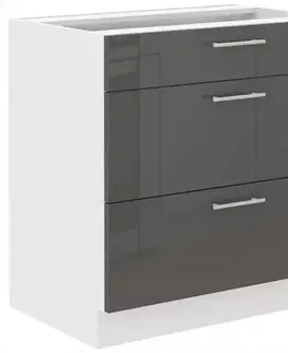 Kuchynské skrinky stojace Kuchynská skrinka Lara 80d 3s Bb Mdf Šedá lesk