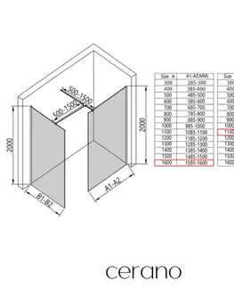 Sprchovacie kúty CERANO - Sprchová zástěna Walk-in Onyx T L/P - 8 mm - hranatá vzpěra - zlatá, industriální sklo - 160x110x200  CER-8050BD3785
