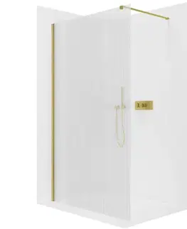 Sprchové dvere CERANO - Sprchová zástena Walk-in Onyx Cube Ľ/P - 8 mm - hranatá vzpera - zlatá, ryhované sklo - 120x200 CER-8050BD594