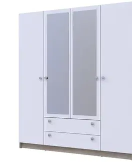 Šatníkové skrine NABBI Rivalda štvordverová šatníková skriňa so zrkadlom dub sonoma / biela