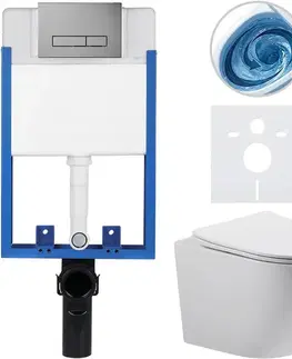 Záchody CERANO - Kompletný podomietkový WC set Lite/Cesso - biela lesklá - WC tlačidlo Slim, tmavo šedá - na zamurovanie - 49x36 CER-666510