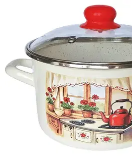 Hrnce MAKRO - Hrniec smalt 24cm, 6,75L so sklenenou pokrievkou Rustika