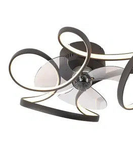Stropné ventilátory Stropný ventilátor čierny 55 cm vrátane LED stmievateľný s diaľkovým ovládaním - Mandy