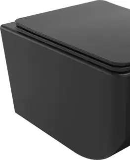 Záchody MEXEN - Vera závesná WC misa Rimless vrátane sedátka s slow-slim, Duroplast, čierna mat 30164070